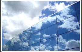 office windows and blue sky